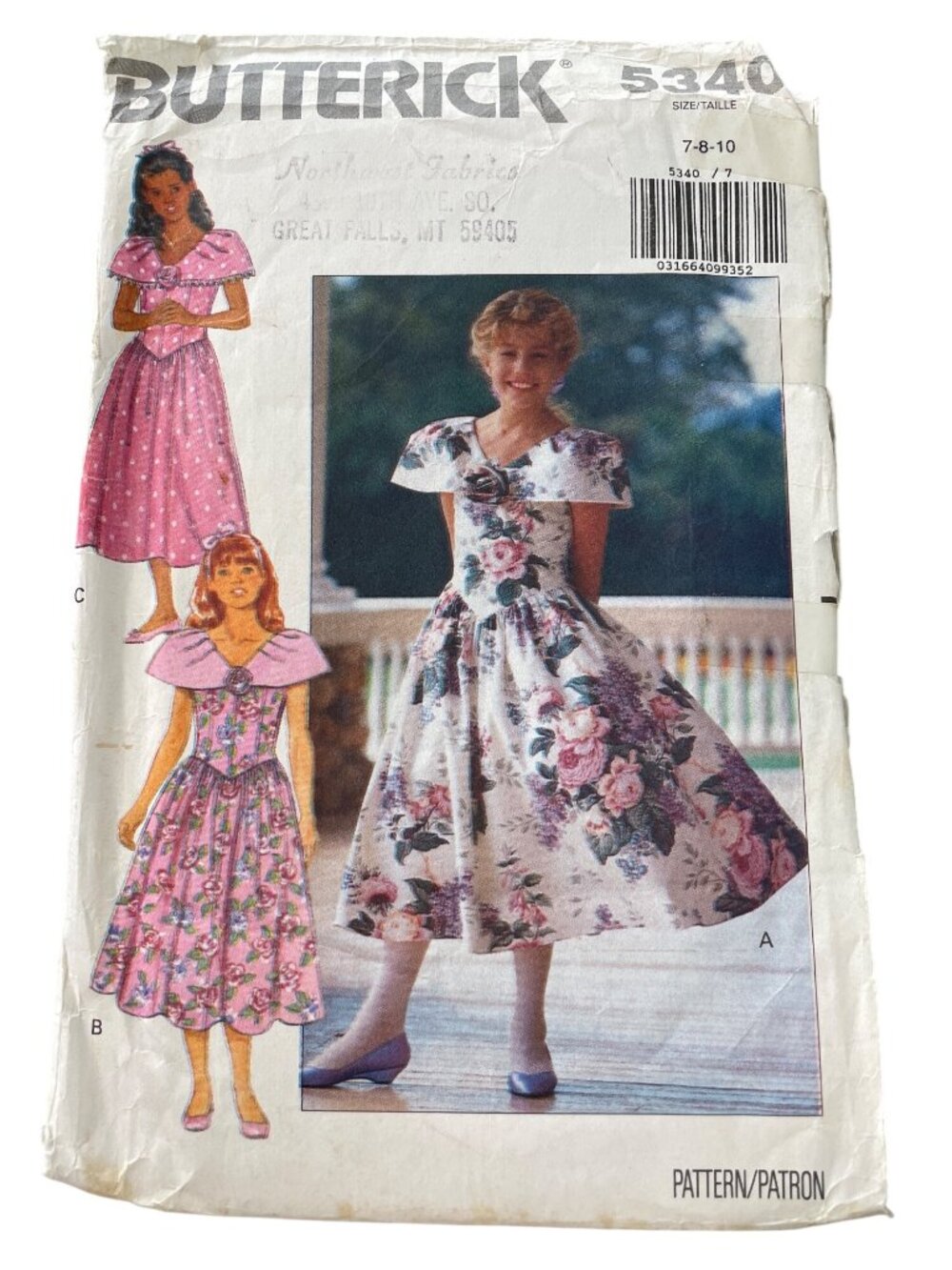 Vintage 90s Butterick 5340 Sewing Pattern Sizes 7-8-10 Girls Dress Retro CUT